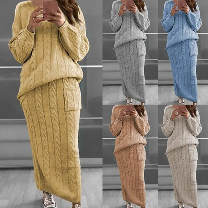 Women's Multi-Color Turtleneck Sweater Set - Drop Shoulder Knitwear for Comfortable Fall Fashion Lavinia