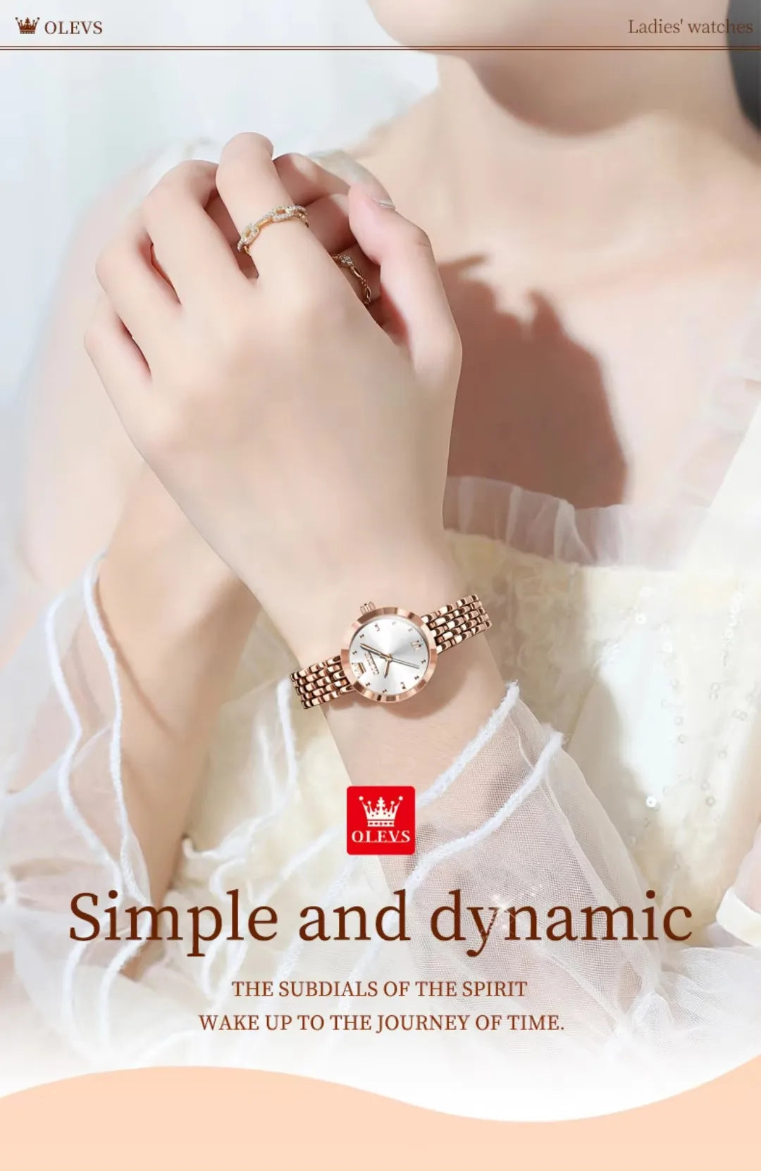 OLEVS 9992 Women's Quartz Watch – Elegant Golden Waterproof Stainless Steel Wristwatch for Ladies Katia