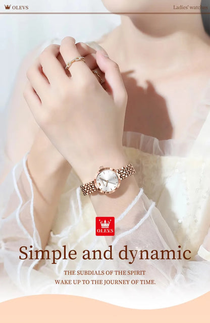 OLEVS 9992 Women's Quartz Watch – Elegant Golden Waterproof Stainless Steel Wristwatch for Ladies Katia