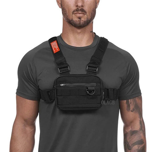 Men's Tactical Chest Rig Bag – Casual Outdoor Style Streetwear Messenger Bag with Molle Design, Small Oxford Vest Bag for Hip-Hop and Everyday Use Joel