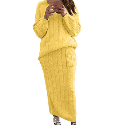 Women's Multi-Color Turtleneck Sweater Set - Drop Shoulder Knitwear for Comfortable Fall Fashion Lavinia