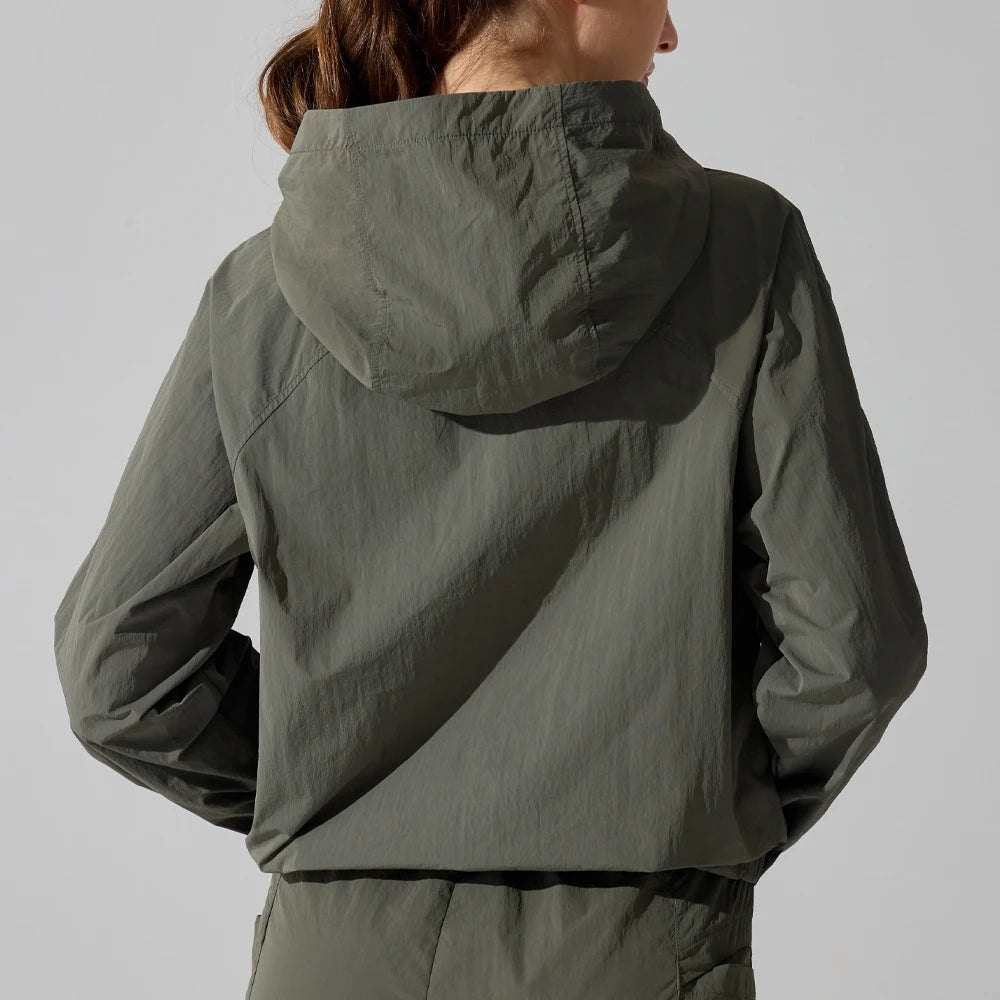 Women’s Quick‑Dry Yoga Jacket – Long‑Sleeve Zipper Fitness Top with Hood for Running & Sun Protection Mary Kay