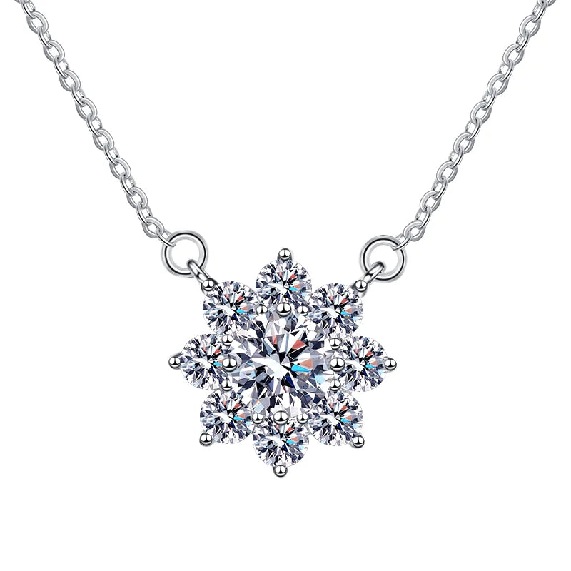 Luxury Jewelry: Sunflower 1CT Blue VVS1 Moissanite Pendant Necklace in S925 Sterling Silver – GRA Certified Women’s Gift