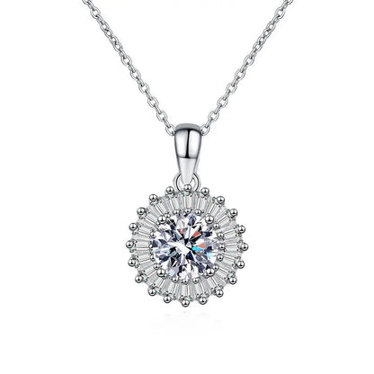 Classic Moissanite Pendant Necklace | Sterling Silver Anniversary & Engagement Gift Una