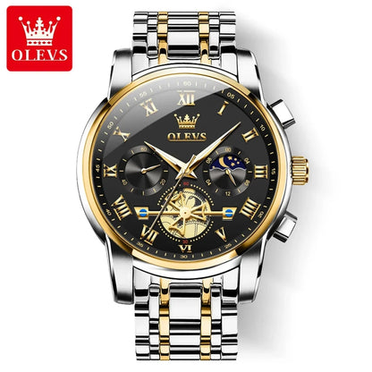 OLEVS 2859 Men's Chronograph Watch – Fashion Business Stainless Steel Quartz Wristwatch, Waterproof and Stylish