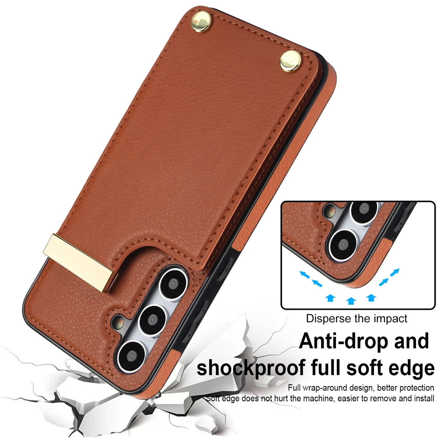 Magnetic Leather Wallet Phone Case | Shockproof Card Holder Back Cover for Samsung S24 & iPhone 15 Pro Max