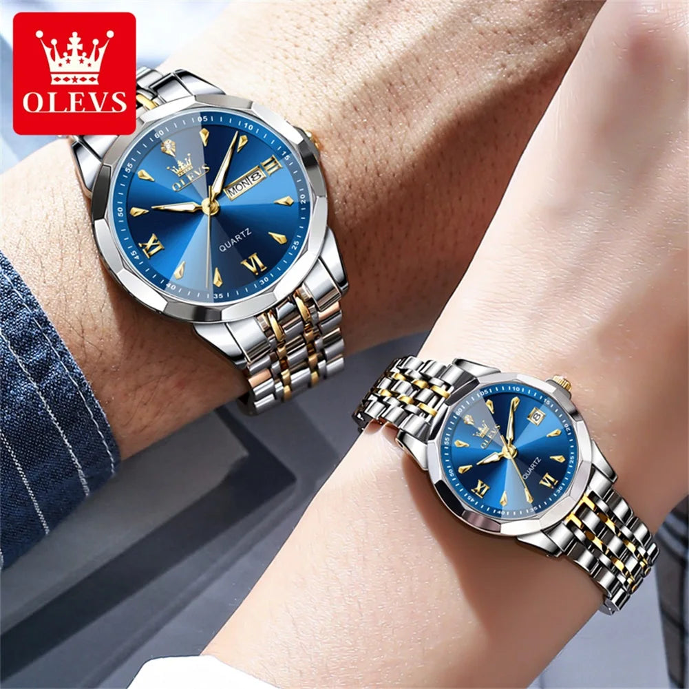 OLEVS 9998 Quartz Watch For Men & Women – Original Stainless Steel Band, Waterproof, with Calendar