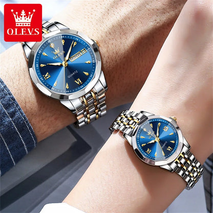 OLEVS 9998 Quartz Watch For Men & Women – Original Stainless Steel Band, Waterproof, with Calendar