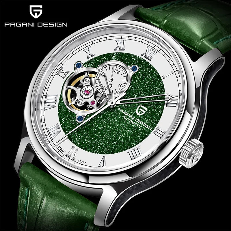 PAGANI DESIGN PD‑YS015 Men’s Automatic Watch – 41mm Fashion Mechanical Wristwatch, Japan NH39 Movement, 10Bar Waterproof, Leather Strap