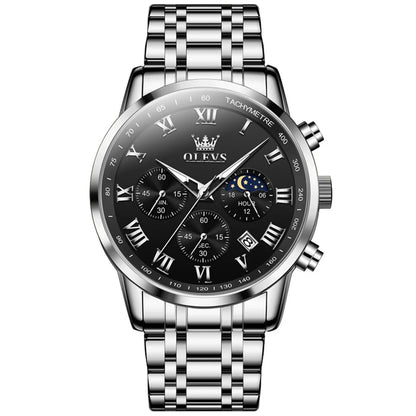 OLEVS 5529 Chronograph Watch – Waterproof Stainless Steel Luminous Sports Watch for Men