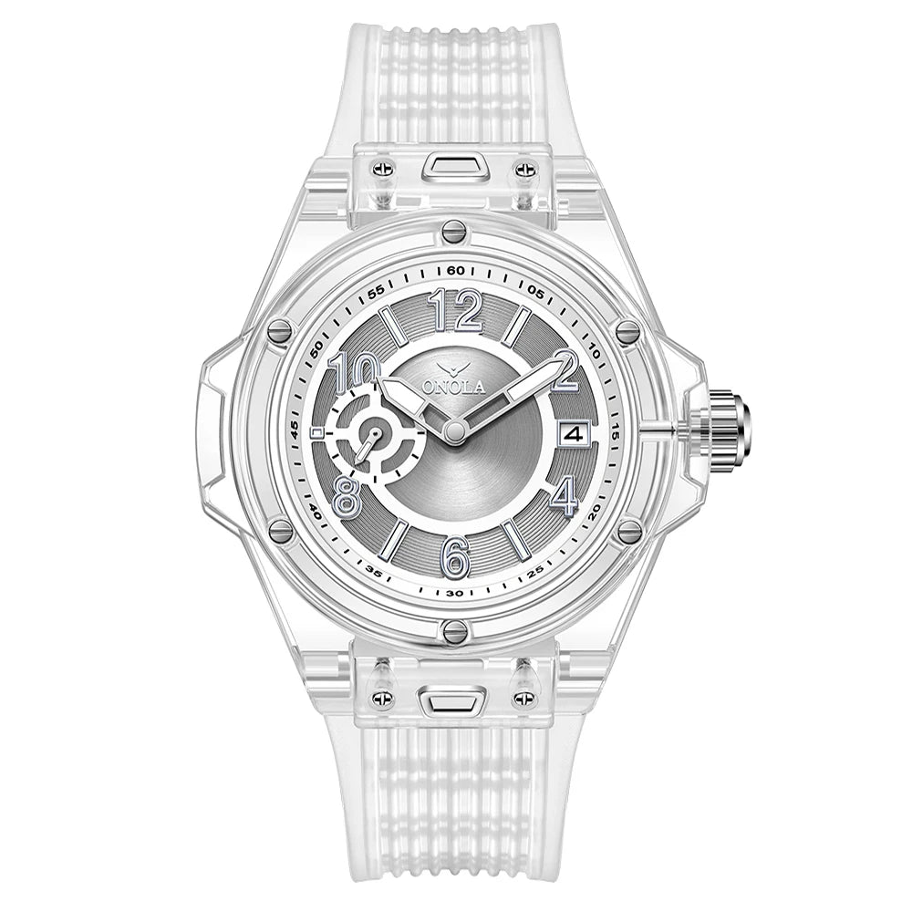 ONOLA 3836 Men & Women's Quartz Watch – Square Sport Design, Silicone Strap, Luminous Glass