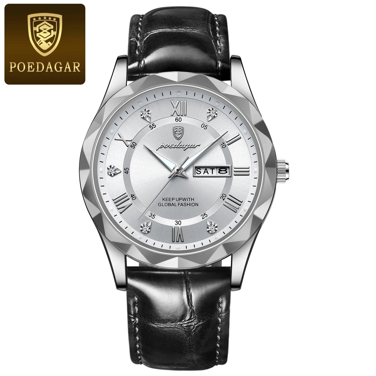 POEDAGAR 615 Waterproof Men's Watch – Luxury Quartz Wristwatch with Date & Week Display