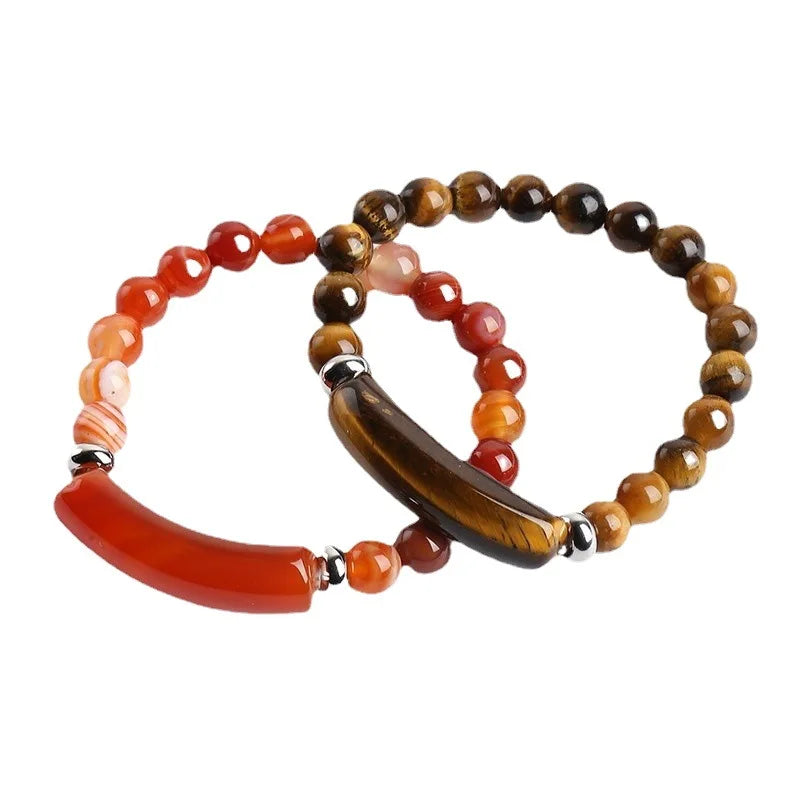 8mm Pink Crystal Bead Bracelet – Natural Stone Stretch Bracelet with Stainless Steel Accessories