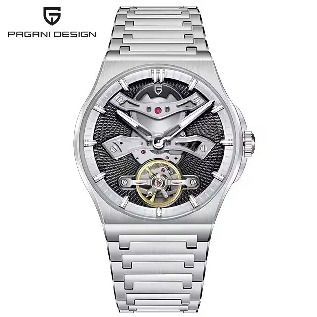 PAGANI DESIGN YS028 Men’s Tourbillon Mechanical Watch | Sapphire Glass Skeleton Dial, Stainless Steel Waterproof Wristwatch