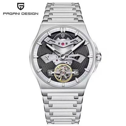 PAGANI DESIGN YS028 Men’s Tourbillon Mechanical Watch | Sapphire Glass Skeleton Dial, Stainless Steel Waterproof Wristwatch