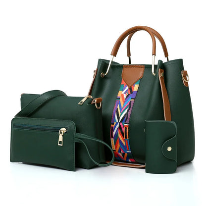 Leather Handbag Set for Women – 4-Piece Fashion Bag Set with Shoulder & Crossbody Bags, Large Capacity