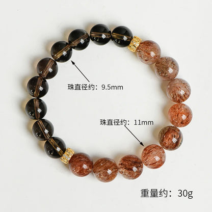 High-Quality Super Seven Energy Bracelet – Natural Smoky Quartz & Black Gold Beaded Religious Jewelry for Healing and Wealth