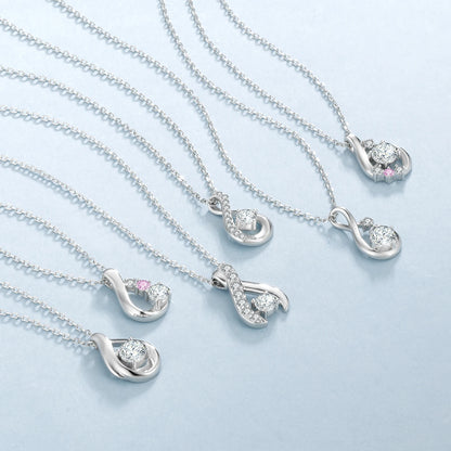 Moissanite Teardrop Pendant Necklace - 925 Sterling Silver White Gold-Plated Waterdrop Jewelry for Women