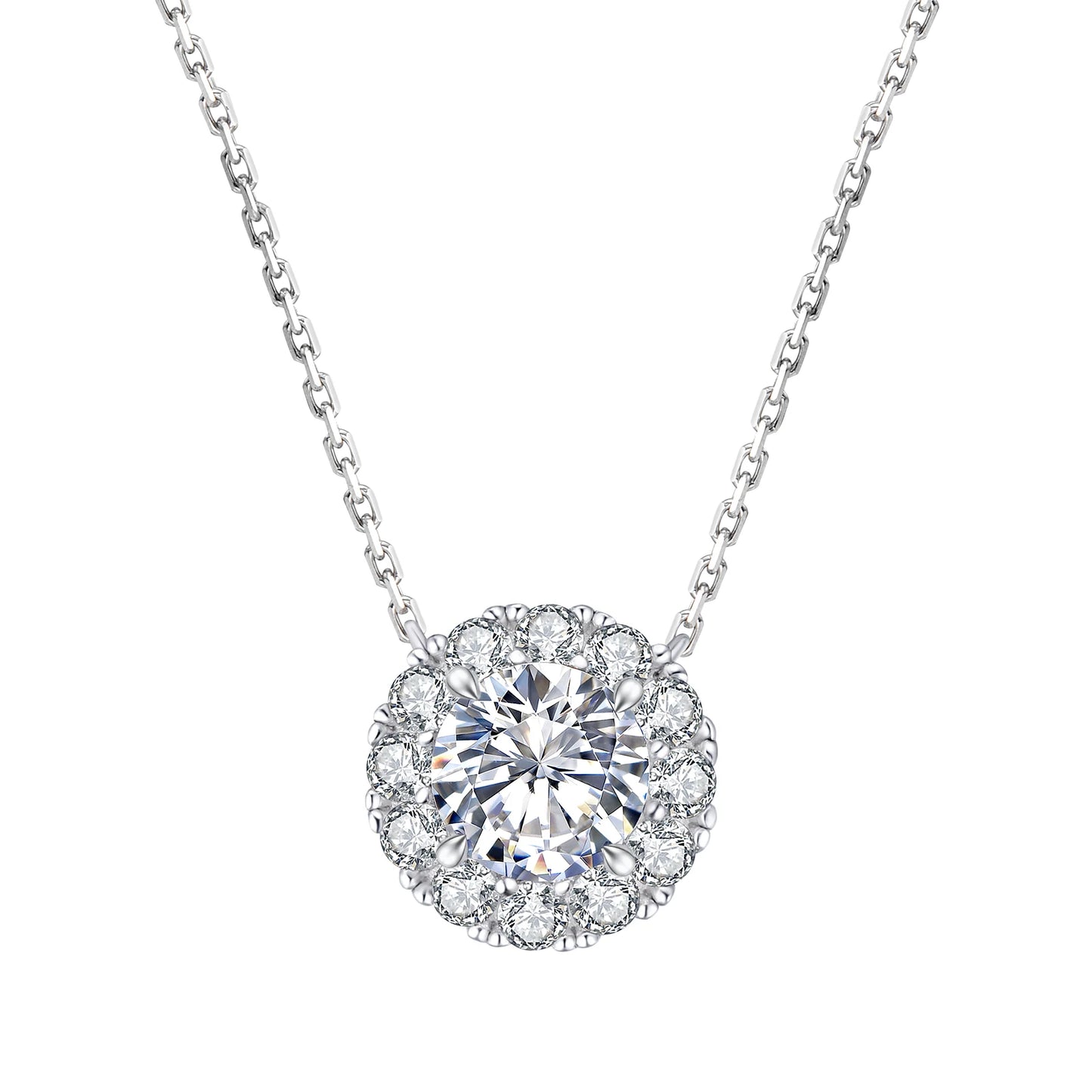 Moissanite Earrings and Pendant Necklace Jewelry Set – Gold-Plated Stud Earrings in 925 Sterling Silver for Women