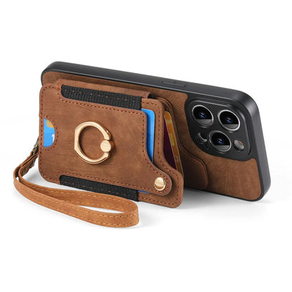 Leather Card Holder Phone Case – Protective Cover with Strap for iPhone 15, 14, 13