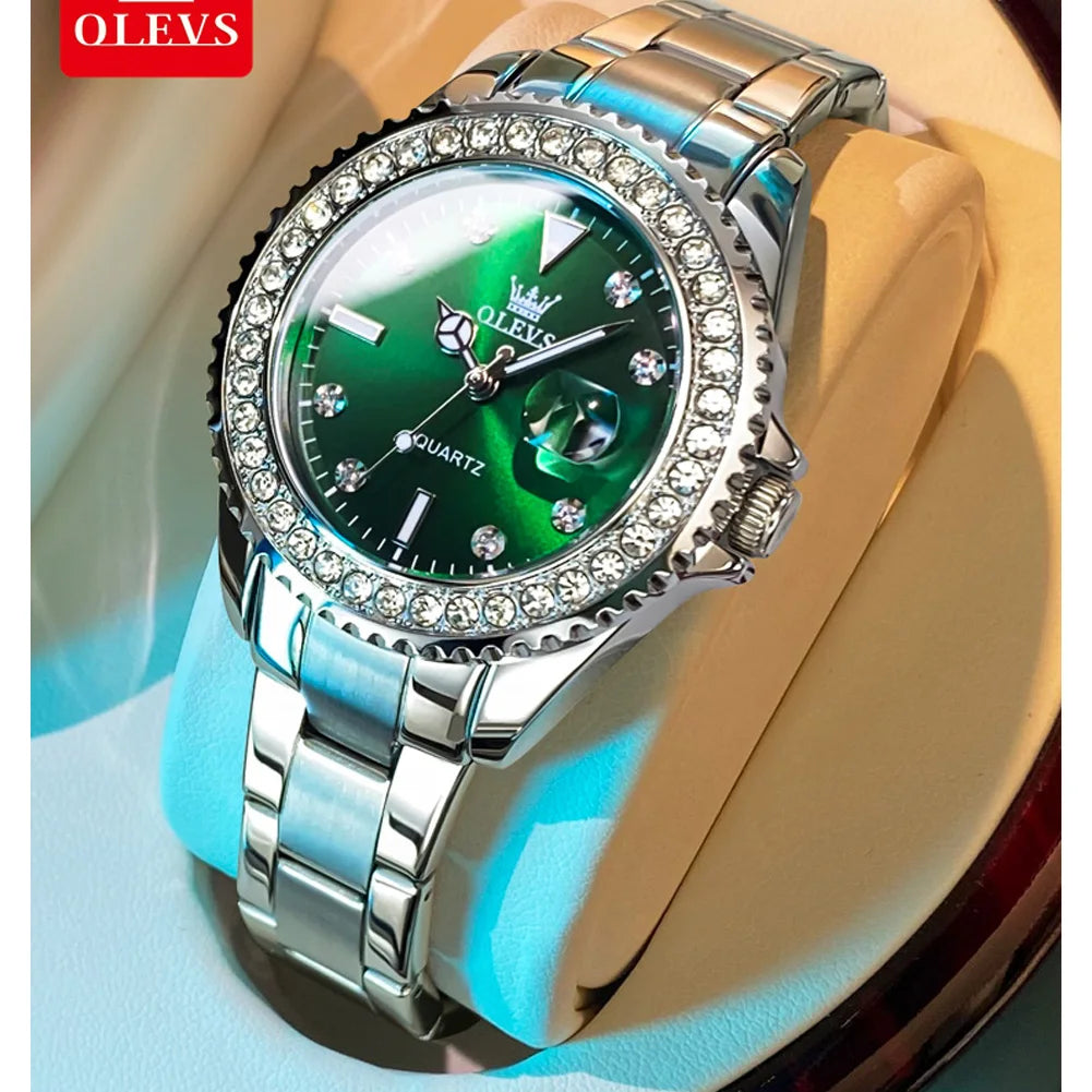 OLEVS 9945 Women's Waterproof Stainless Steel Watch – Automatic Quartz Wristwatch for Women