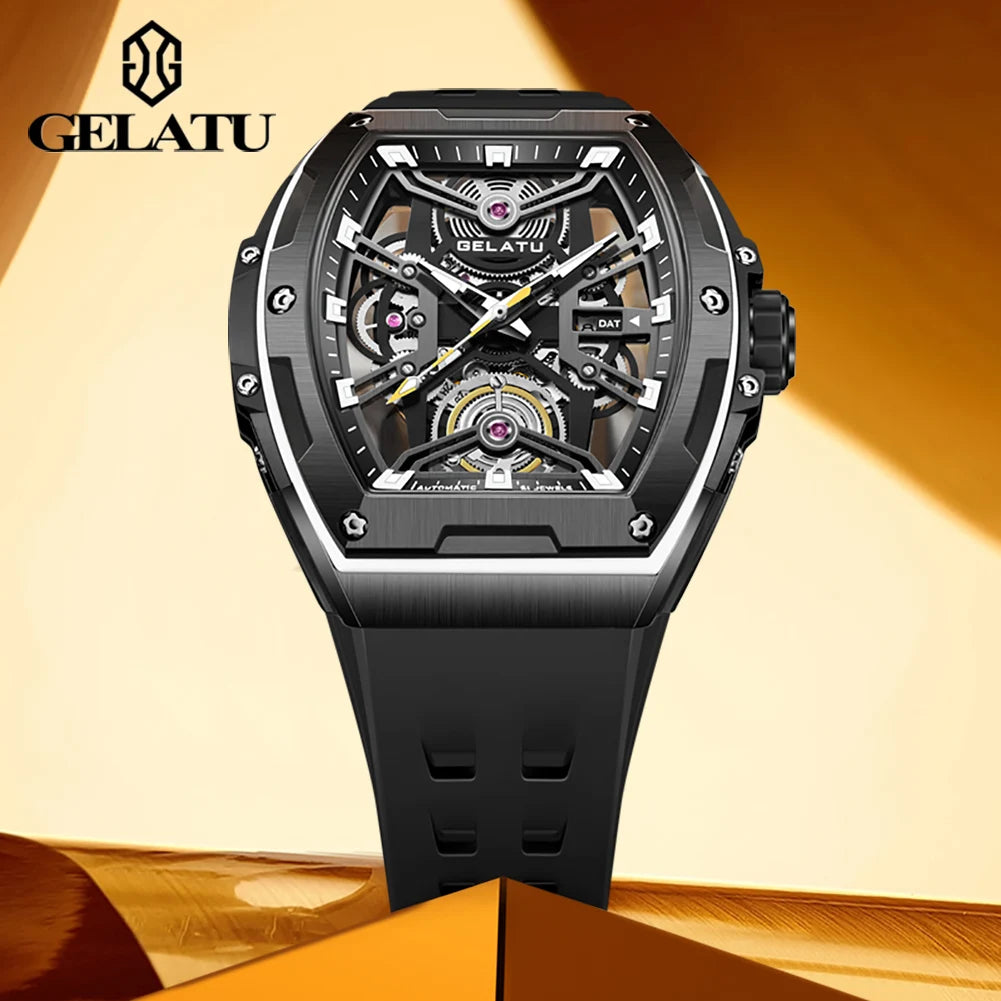 GELATU 6012 Luxury Men's Skeleton Watch – Multifunctional, Waterproof Automatic Wristwatch