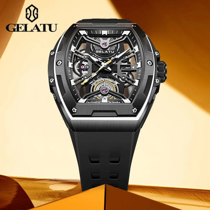 GELATU 6012 Luxury Men's Skeleton Watch – Multifunctional, Waterproof Automatic Wristwatch