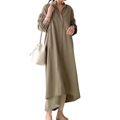 Women Summer Loose Simple and Breathable Long Single Breasted Shirt Women's Dress