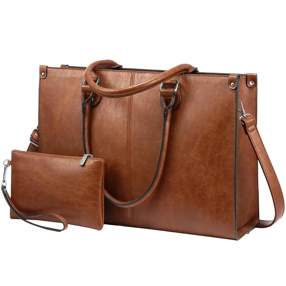 LOVEVOOK Women's PU Leather Tote - High-Quality 15.6-Inch Laptop Bag, Large Capacity Handbag Juliette