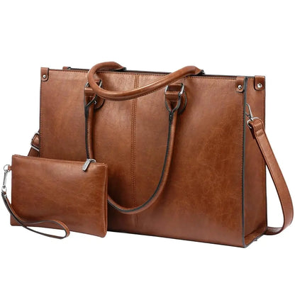 LOVEVOOK Women's PU Leather Tote - High-Quality 15.6-Inch Laptop Bag, Large Capacity Handbag Juliette