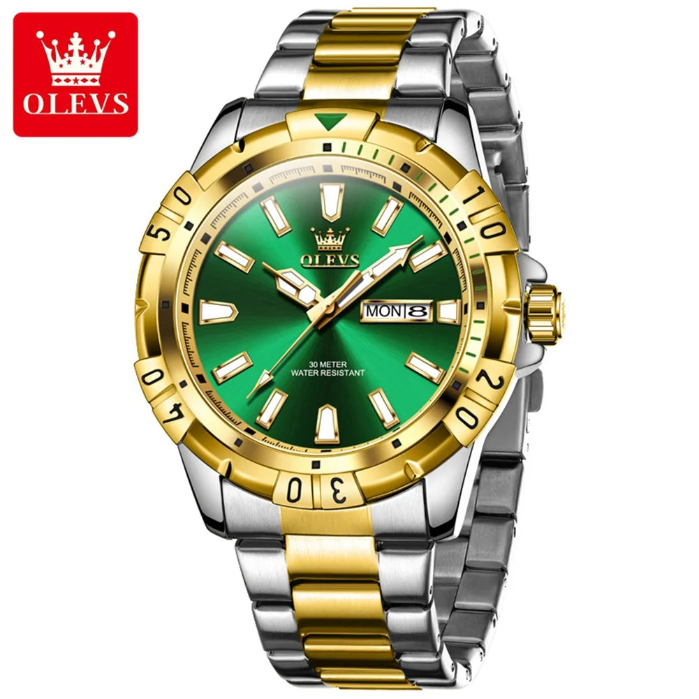OLEVS 5560 Men's Quartz Watch - Stainless Steel, Waterproof, Luminous, Calendar