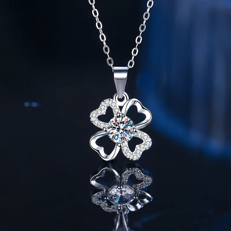 S925 Silver D-Color Moissanite Necklace – Elegant Flower Pendant