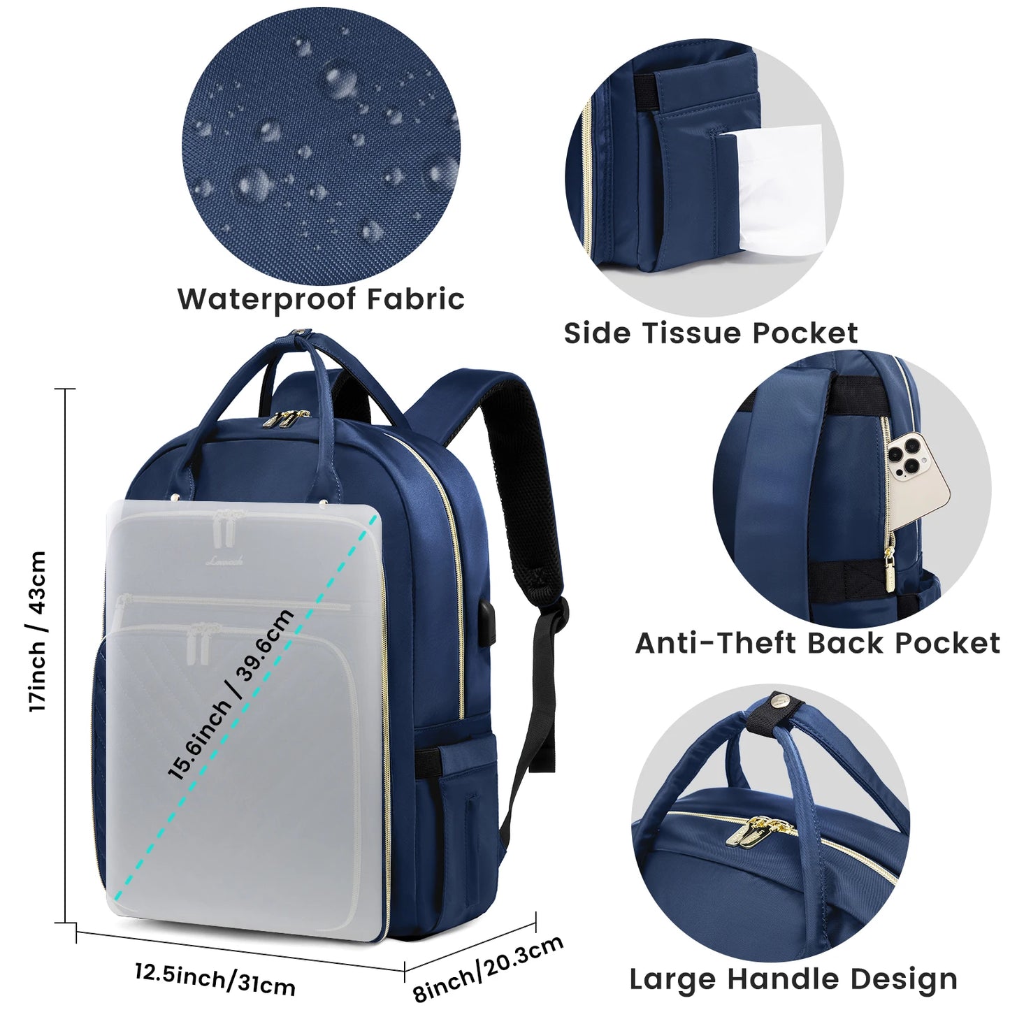 Women's 15.6-Inch Laptop Backpack - Stylish Work, Travel, and School Bag | Large Casual Sports & Business Backpack Selin