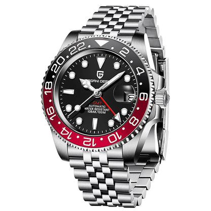 PAGANI DESIGN PD‑1662 Men’s GMT Automatic Mechanical Watch | Sapphire Glass, Stainless Steel, 100M Waterproof Luxury Timepiece