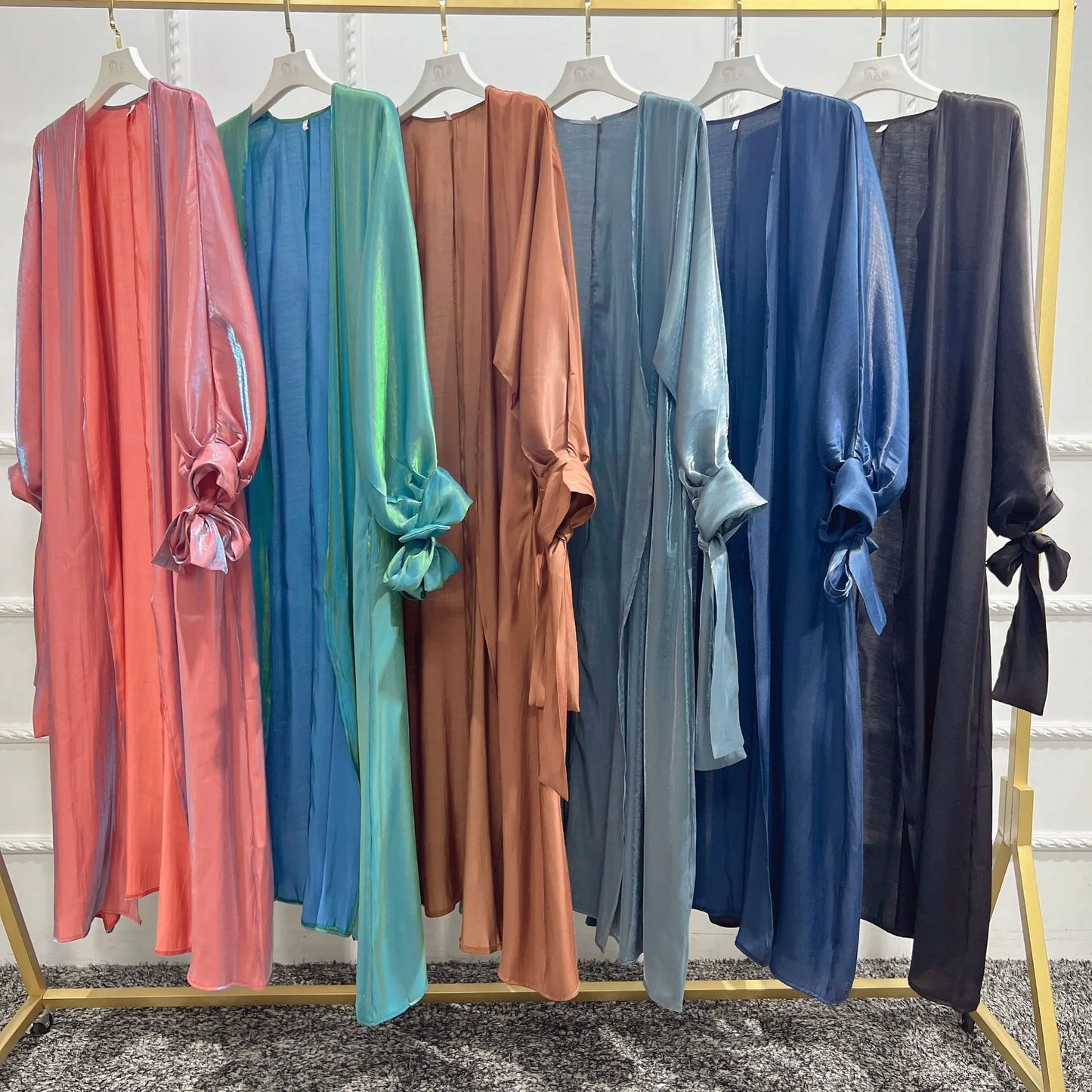 Shiny Open Abaya Cardigan – Modest Islamic Clothing for Muslim Women | Dubai & Turkey Style Dress Jameela