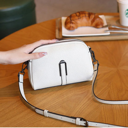 Women’s Genuine Leather Messenger Bag: Retro Togo Cowhide Mini Handbag for Ladies Norah