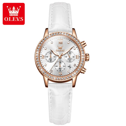 OLEVS 9933 Women's Luxury Quartz Watch - Elegant Leather Band, Stylish Analog Design for Ladies
