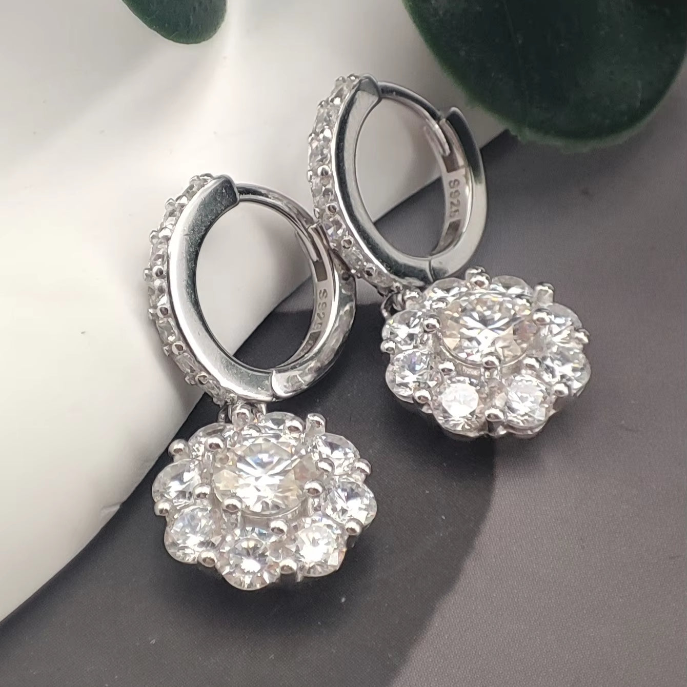 0.5 Carat Round Brilliant Moissanite Drop Earrings – S925 Sterling Silver Jewelry for Women