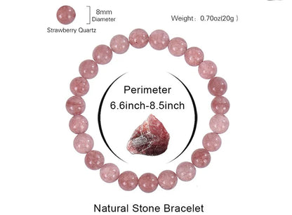 8mm Natural Stone Beaded Bracelet | Fashion Crystal Elastic Stretch Jewelry Gift Nia