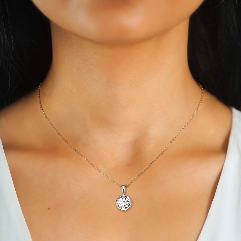 Women’s 1 Carat Moissanite Pendant Necklace in 925 Sterling Silver – Elegant Wedding & Gift Jewelry Calla