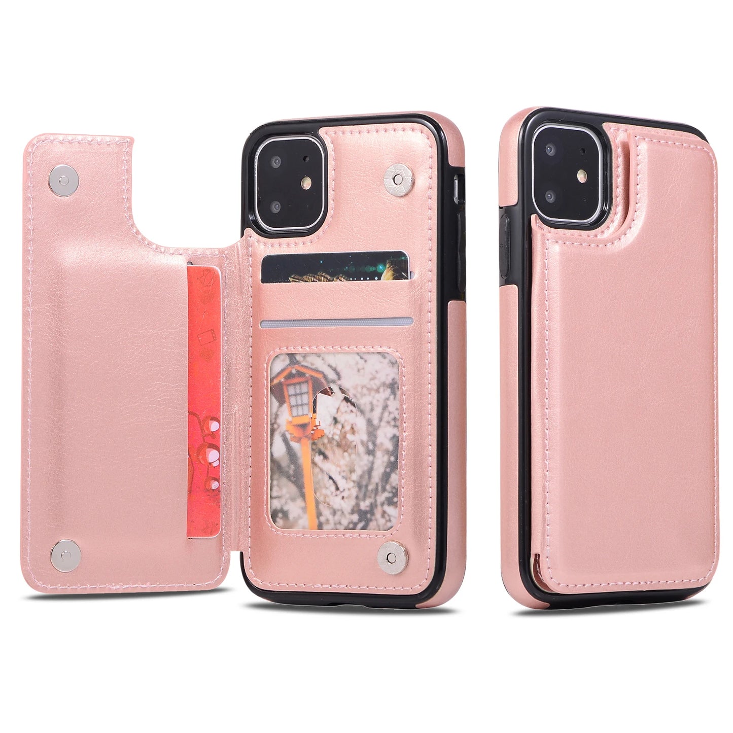 Mobile Phone Case PU Leather Card Holder Wallet for iPhone Multifunctional Flip with Stand Cell Phone Case