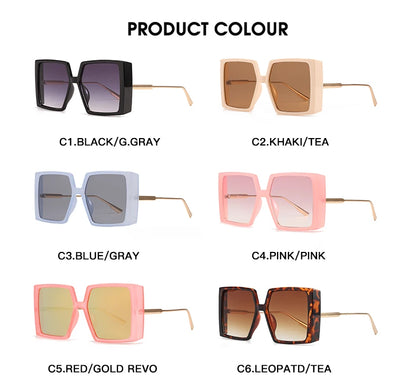 Women’s Oversized Square Sunglasses - Vintage Luxury Designer Shades with Big Flat Frames Gigi