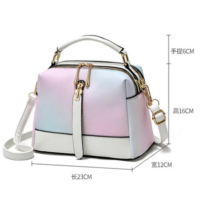 Gradient Color Korean Style Women's Shoulder Bag – Fashionable PU Shoulder Bag with Zipper Closure and Chain Design Suzy