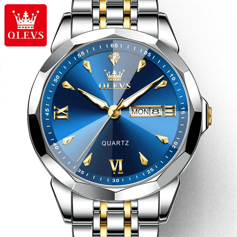 OLEVS 9998 Quartz Watch For Men & Women – Original Stainless Steel Band, Waterproof, with Calendar