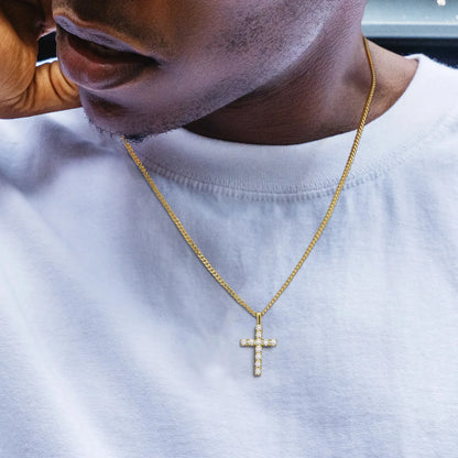 Moissanite Cross Pendant Necklace - 925 Sterling Silver Christian Jewelry for Women & Men