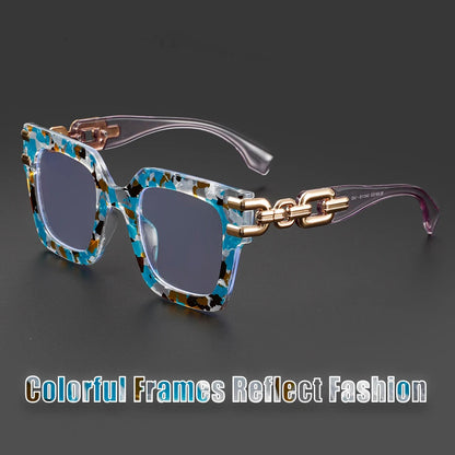 Stylish Anti-Blue Light Big Frame Eyewear: Pink Stripe & Tortoise Designs