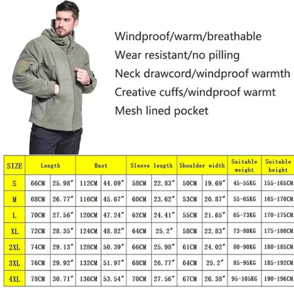 Men's Thermal Hooded Fleece Jacket - Winter Tactical Hiking & Trekking Outerwear for Outdoor Adventures Taylor