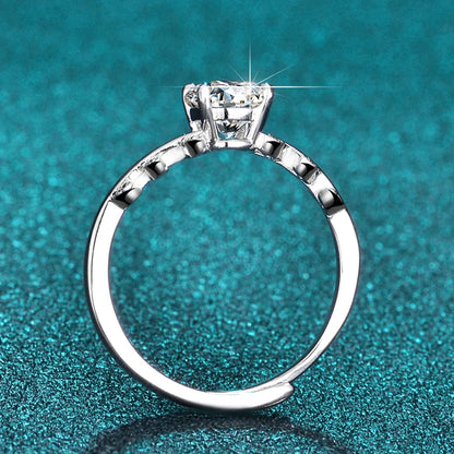 S925 Sterling Silver Laurel Ring | 1 Karat Moissanite | Adjustable Wedding Jewelry for Women