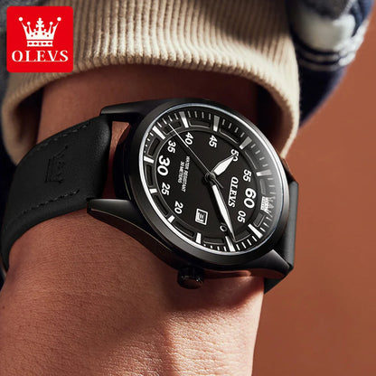OLEVS 9962 Men's Luxury Watch - Ultra-Thin Leather Band, Business Casual Quartz Wristwatch