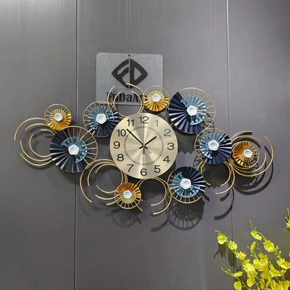 88x45cm Large Black Flower Wall Clock – Silent 3D Metal Art Design for Living Room, Office, and Home Decor